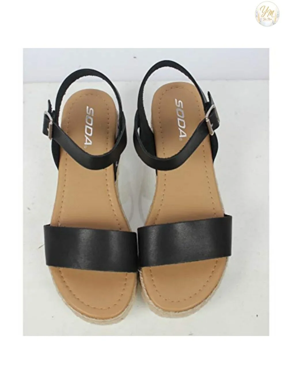 Soda Topic Open Toe Ankle Strap Espadrille Flatform Wedge Sandal - Faux Leather